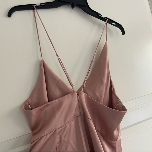 New! Significant Other Peach Aria Gathered Satin Maxi Dress  22696 - Picture 6 of 13